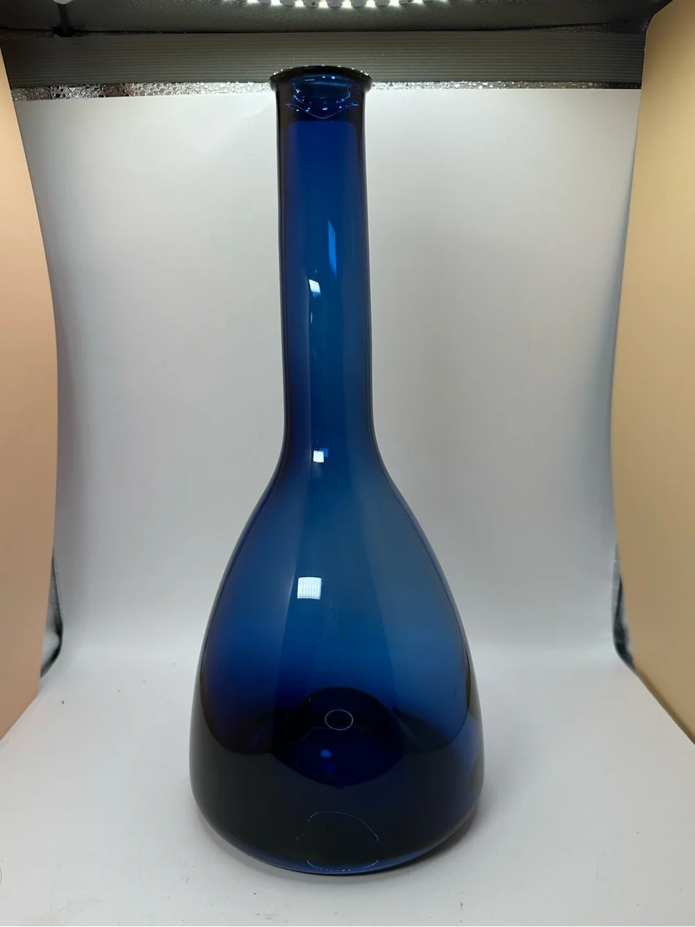Vintage IKEA Holmegaard Blue Glass Vase – Scandinavian Modern Art Glass